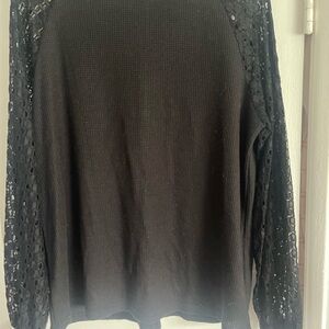 Black Lace Sleeve Top